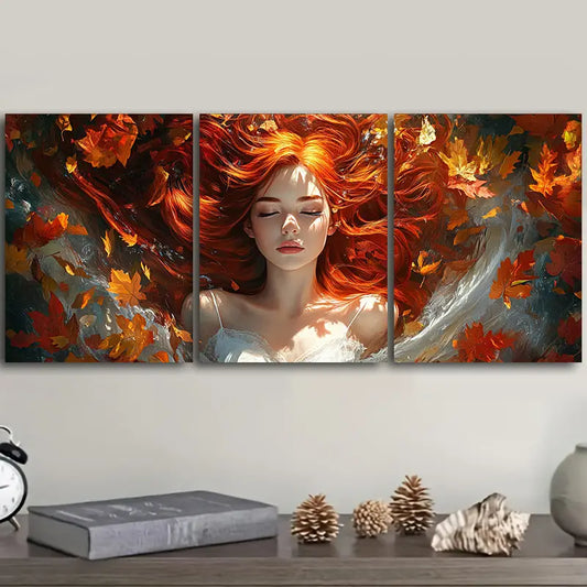 3pcs Elegant Redhead Metal Print Ready to Hang Art