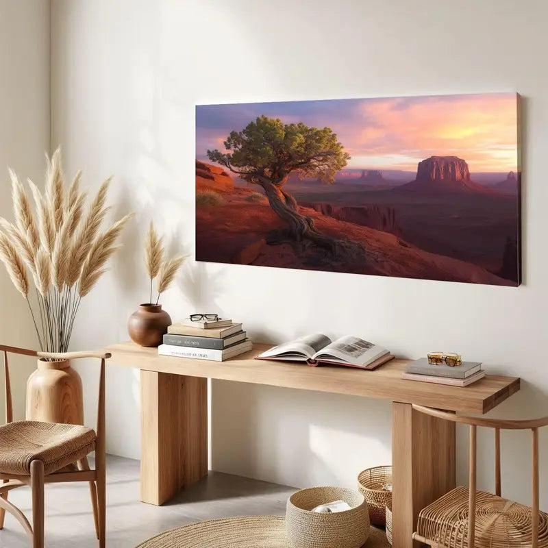 Dawn Sunset Vibrant Sky & Rock Formations Wall Art canvas office home room framed 80x45cm