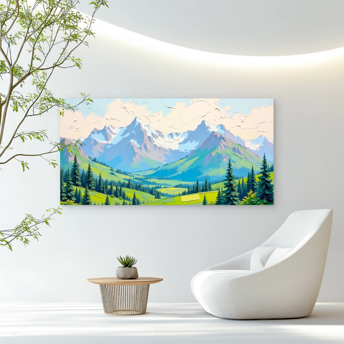 Alpine Valley Canvas Art Wall Art Canvas Office Home Room Framed 120x60cm