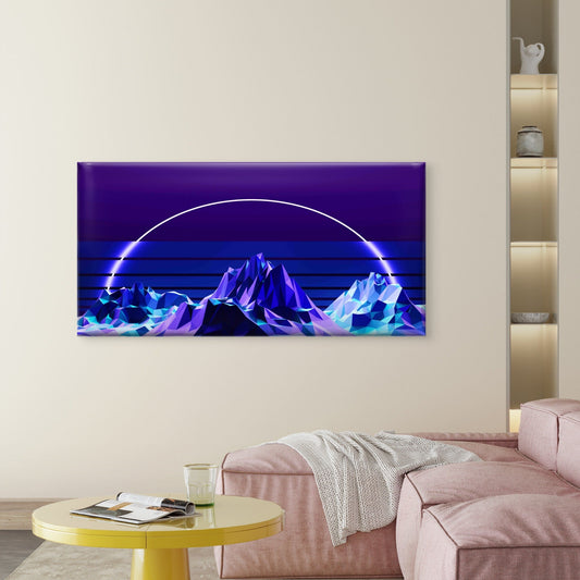 Low-Poly Mountain Landscape Wall Art Canvas Office Home Room Framed 80x45cm