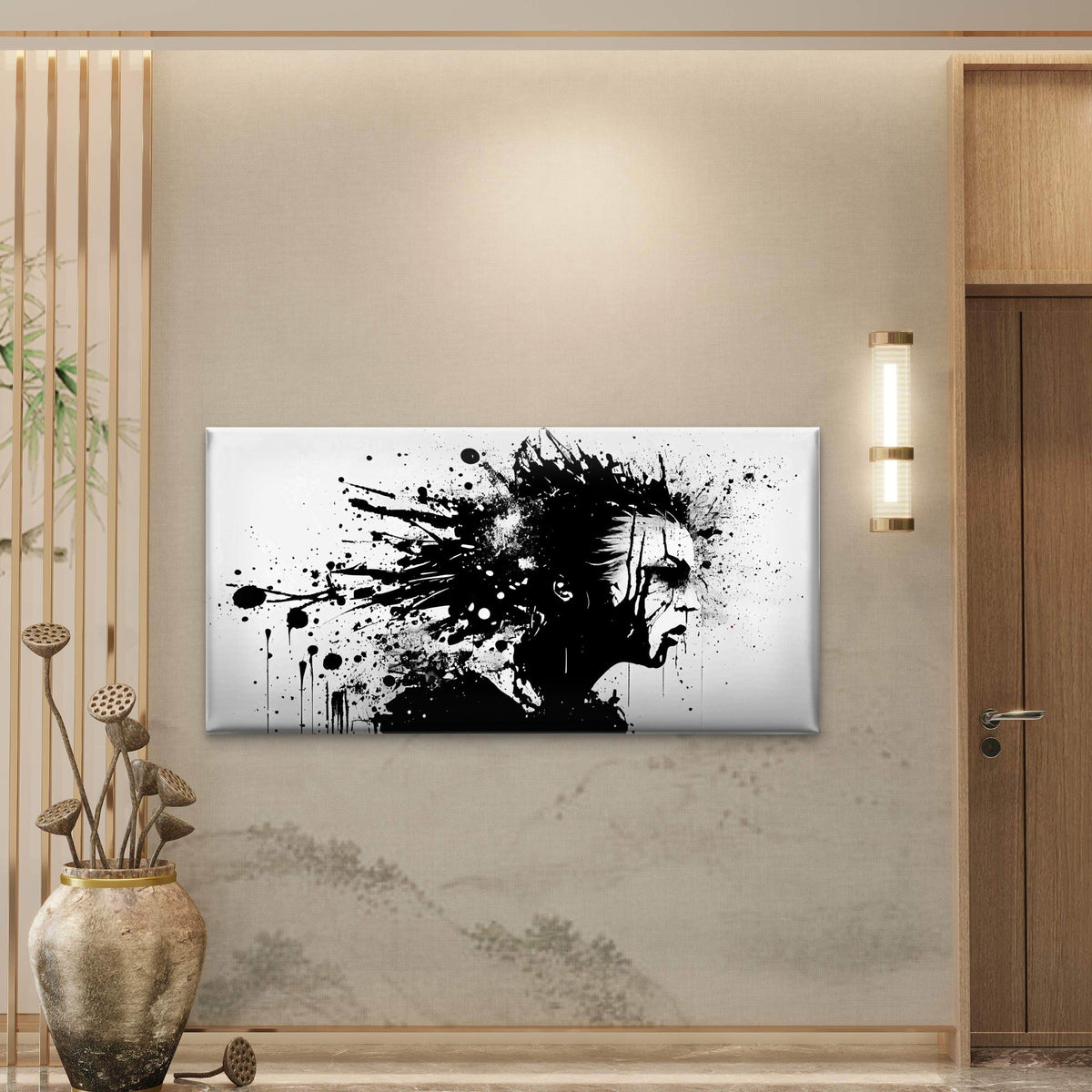 Paint Splatters Spray Abstract Wall Art Canvas Office Home Room Framed 120x60cm