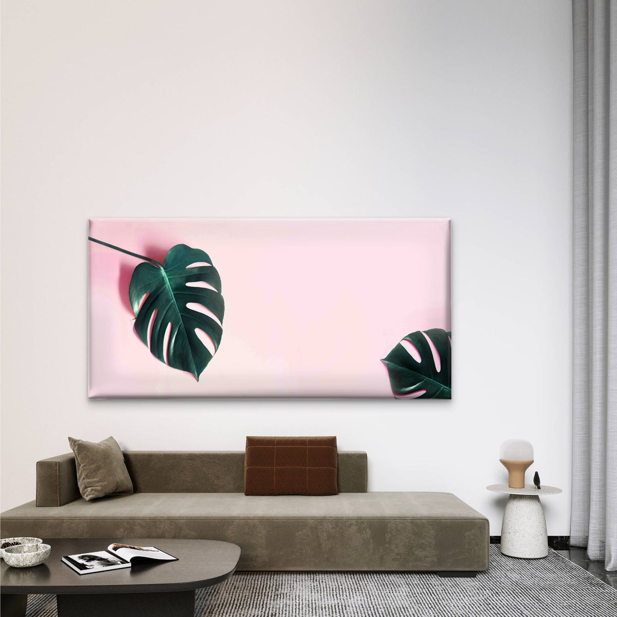 Plakat Green Leaf of Monstera Wall Art Canvas Office Home Room Framed 120x60cm