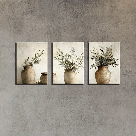 3pcs Watercolor Abstract Elegant Plants Metal Print Ready to Hang Art