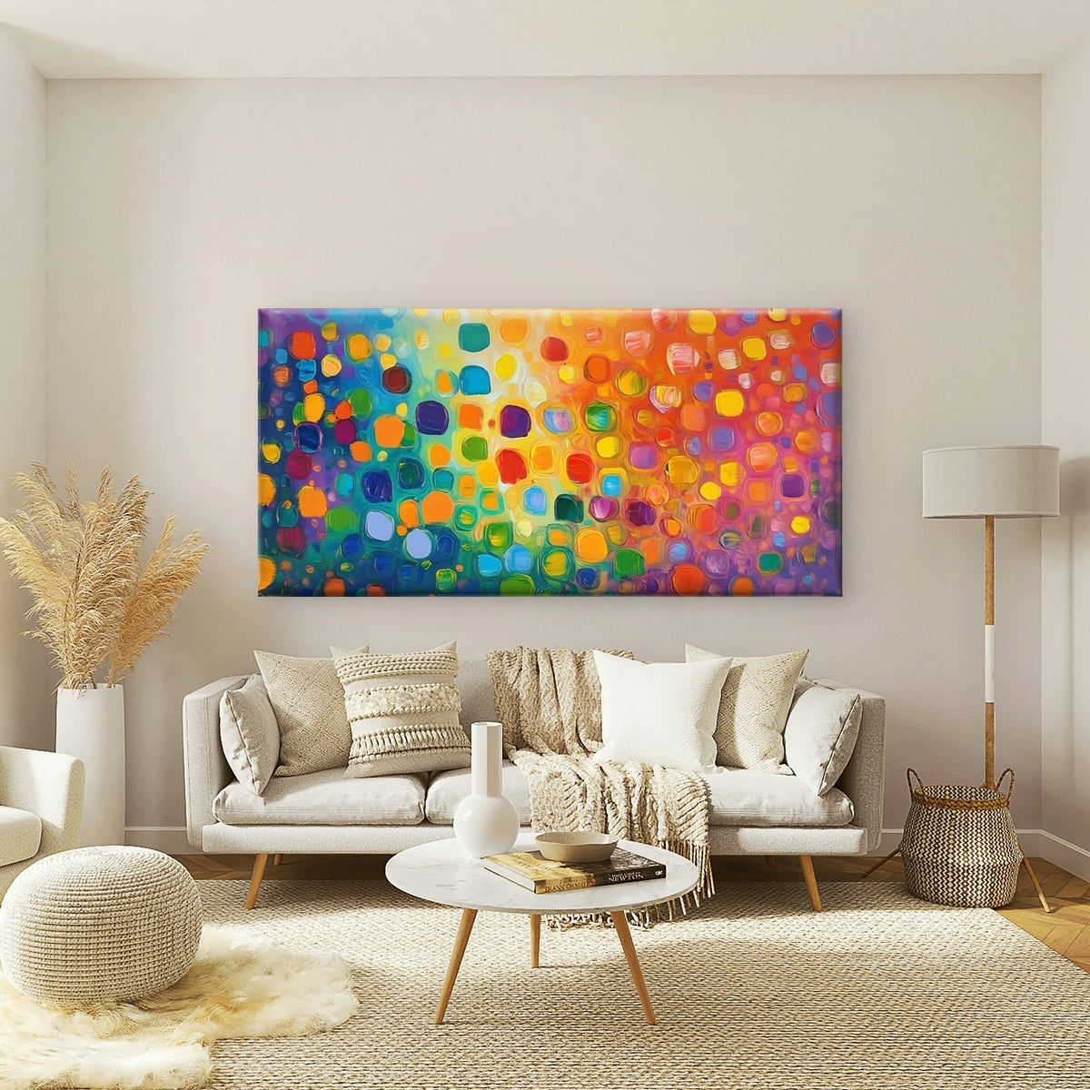 Colorful Organic Shapes Wall Art Canvas Office Home Room Framed 80x45cm
