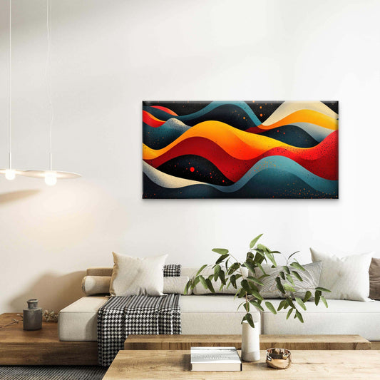 Abstract Landscape with Sunrise Wall Art Canvas Office Home Room Framed 80x45cm