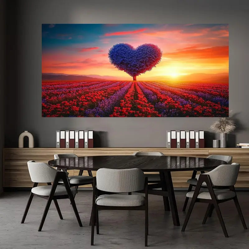 The Love Tree in the Flower Field Wall Art wall canvas office home room framed 80x45cm