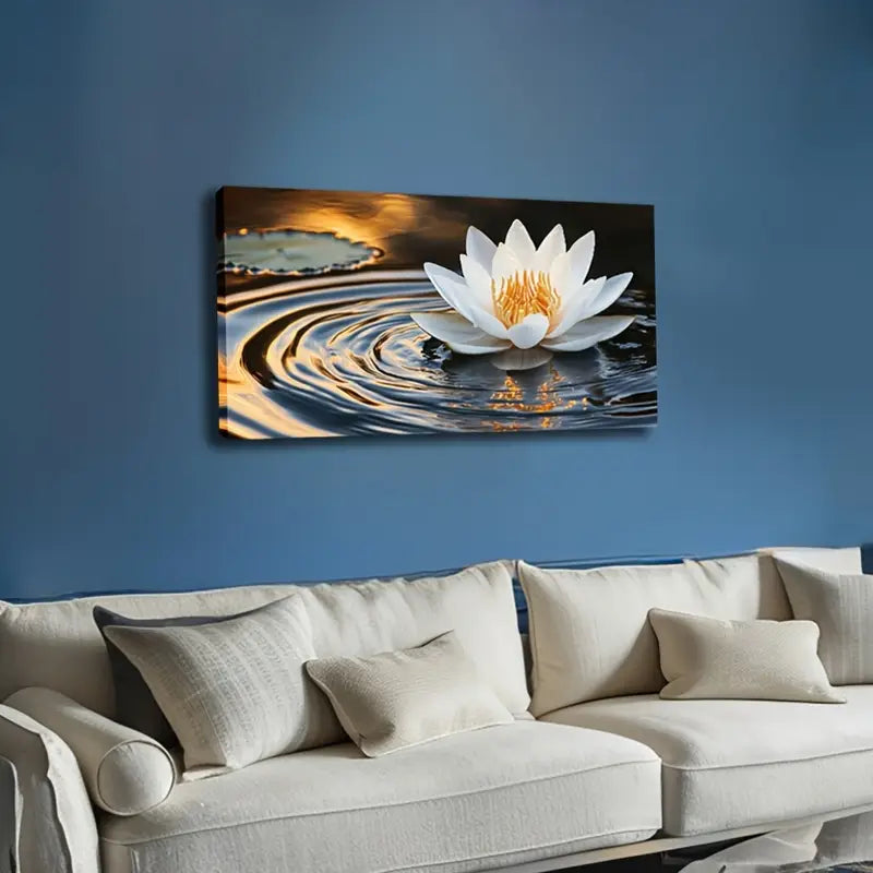 Minimalist White Lotus Flower Wall Art Canvas Office Home Room Framed 120x60cm