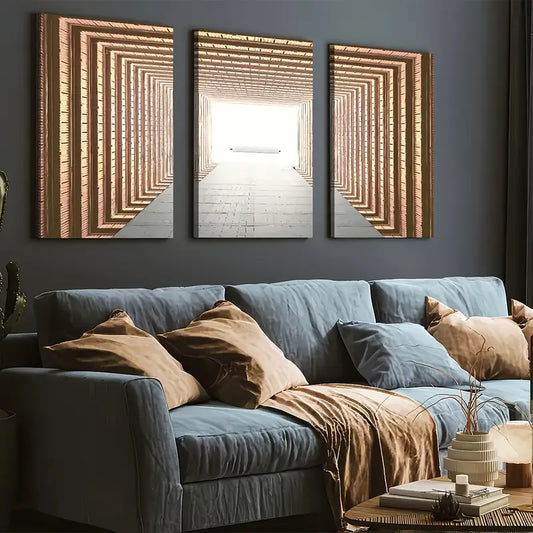 3pcs Modern Style Space Abstract Geometric Art Infinity Wall Art Set Canvas Framed 40x60cm - High Quality Print 100% Australian Made Wall Canvas Ready to Hang