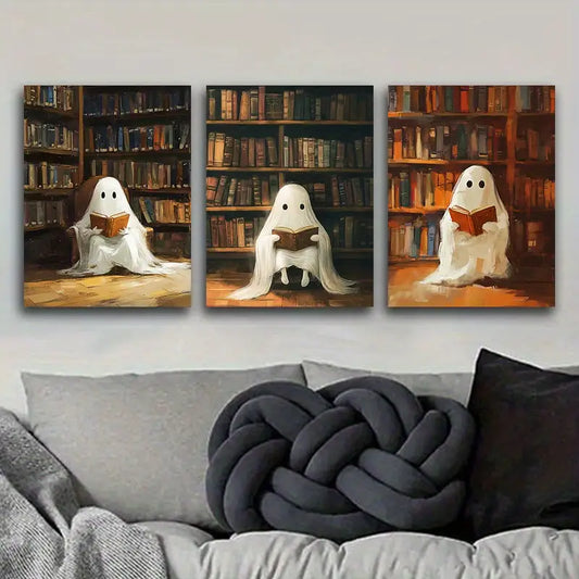 3pcs The Ghost in The Library Metal Print Ready to Hang Art