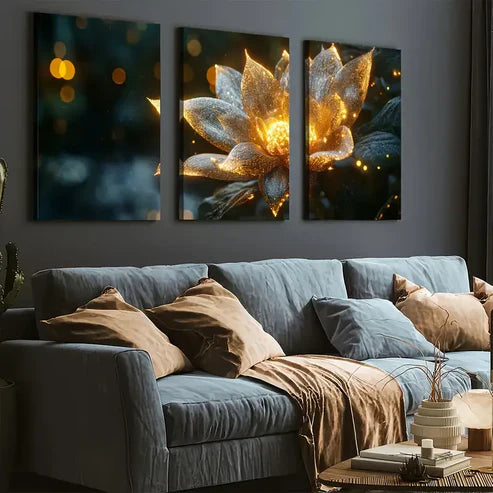 3pcs Ready to Hanging, Modern Fantasy Plant Flower Landscape Art Wall Art Set Canvas Framed 60x90cm - High Quality Print 100% Australian Made Wall Canvas Ready to Hang