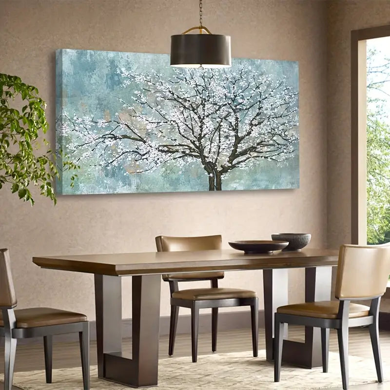 Modern Plum Blossom Elegant White Floral Wall Art canvas office home room framed 80x45cm