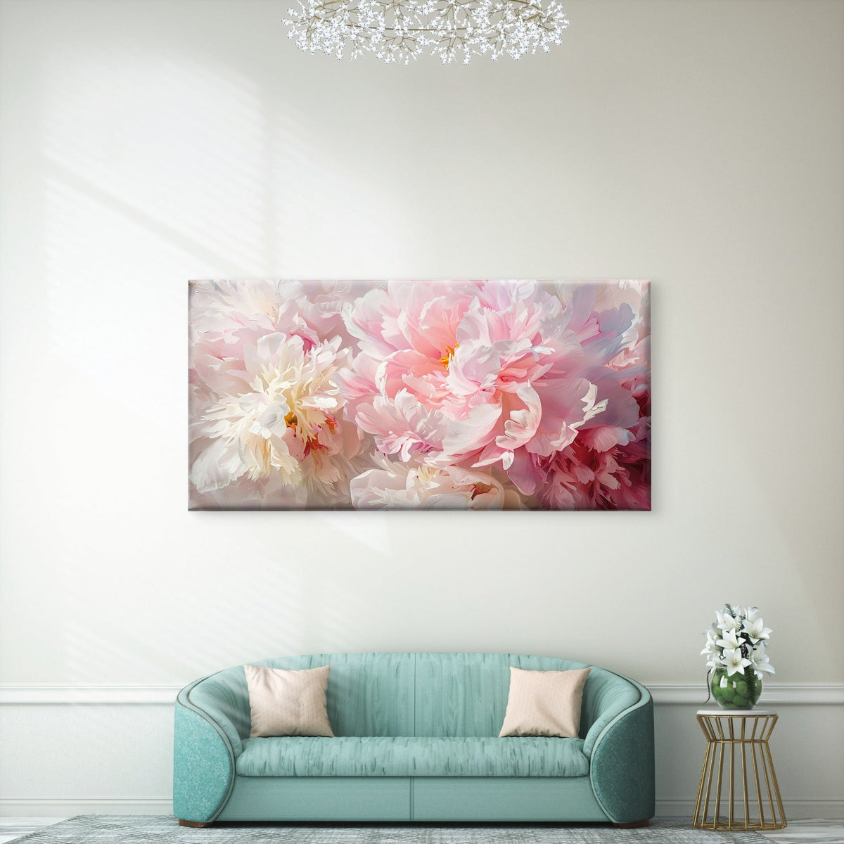 Abstract Pink Peonies Floral Wall Art Canvas Office Home Room Framed 120x60cm