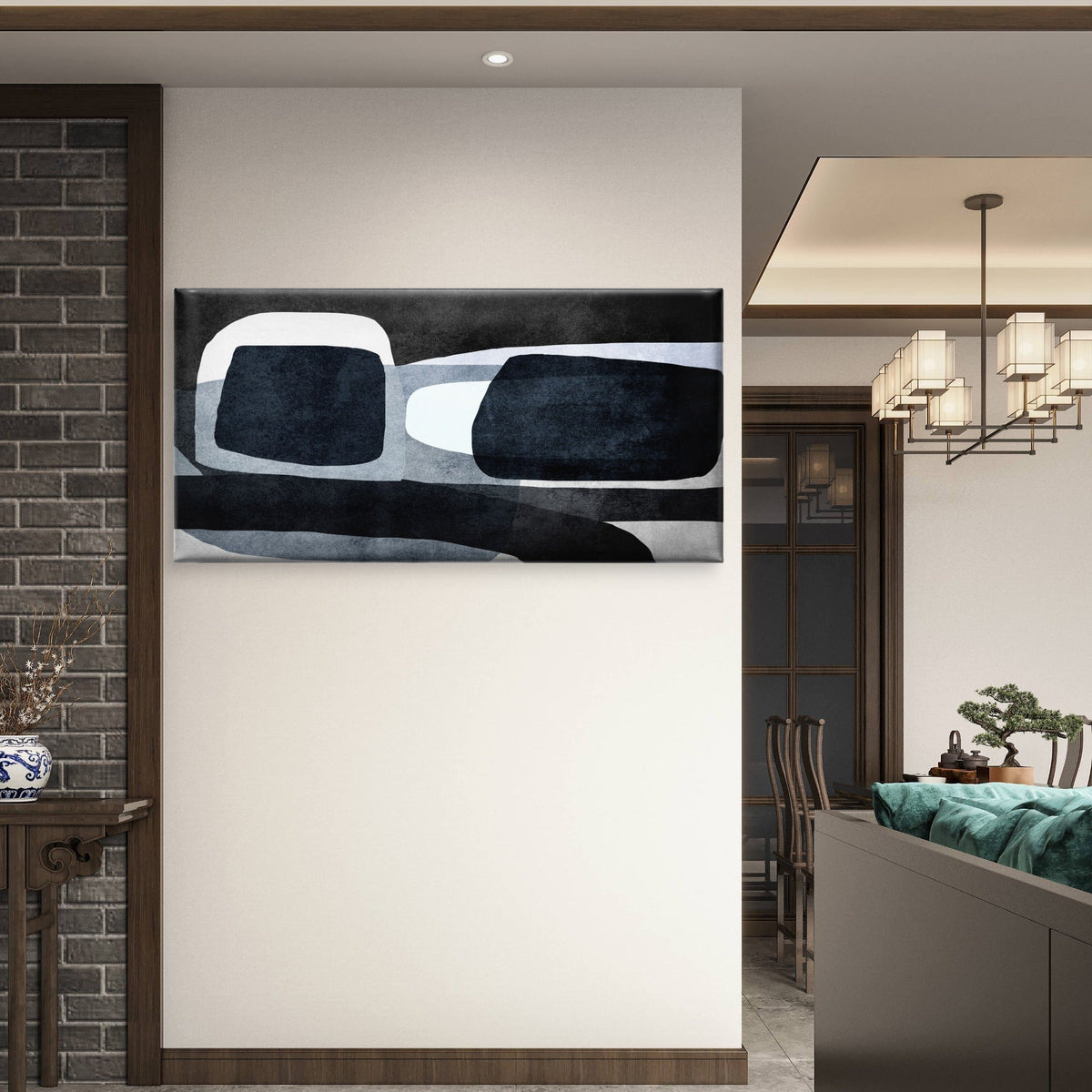Minimalist Gray Retro Shape Wall Art Canvas Office Home Room Framed 120x60cm