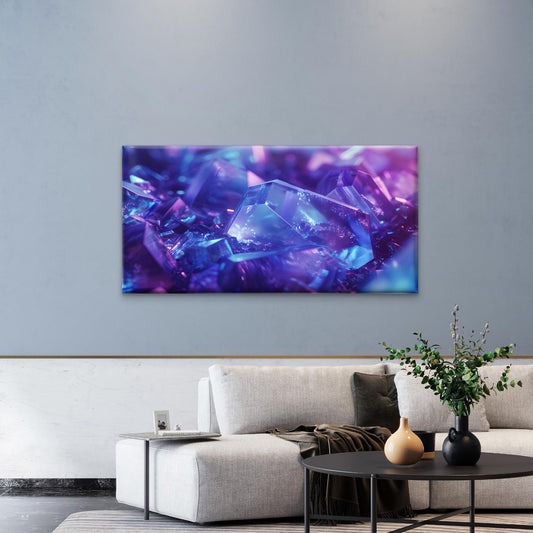 Abstract Purple Amethyst Wall Art Canvas Office Home Room Framed 80x45cm