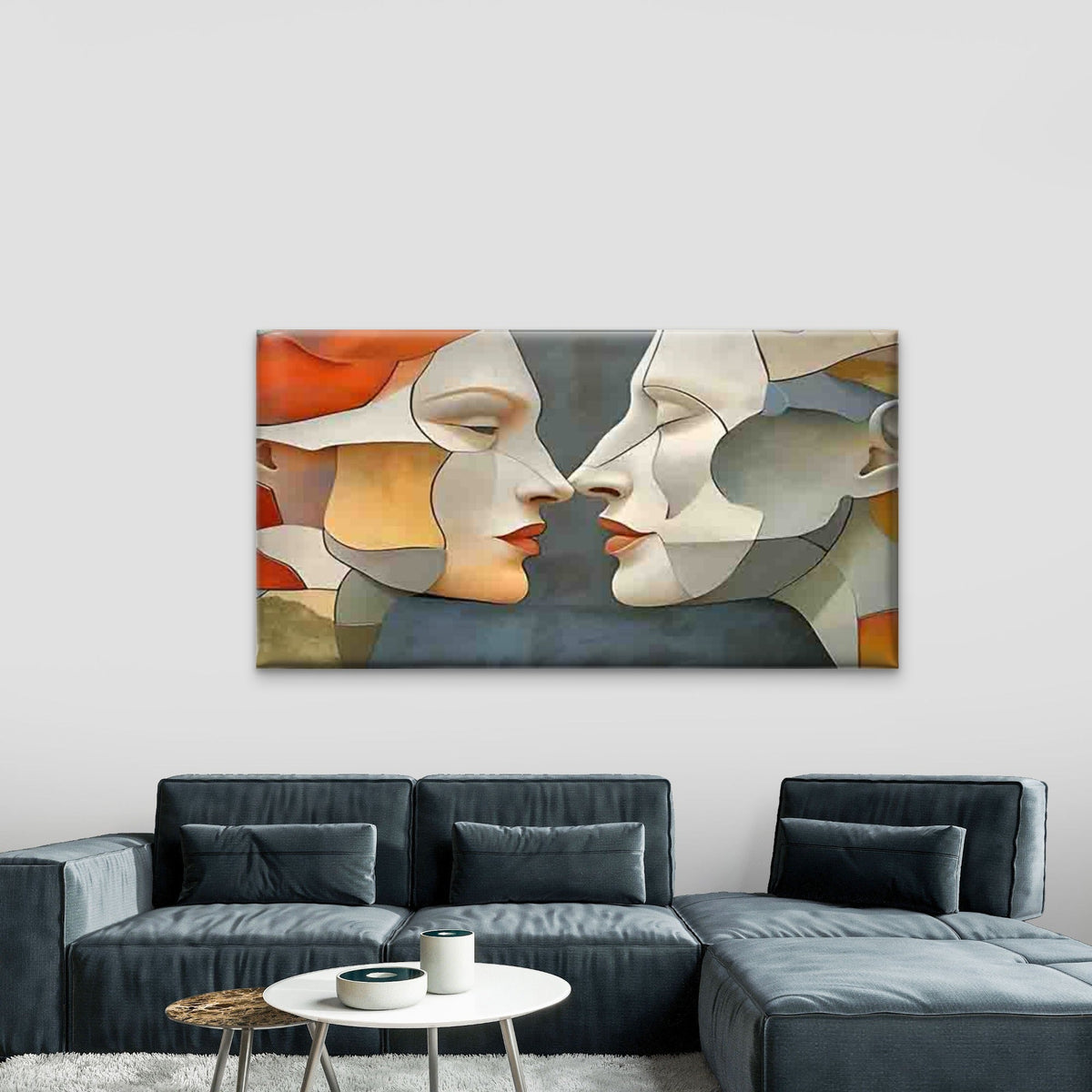Abstract Spliced Double Face Wall Art Canvas Office Home Room Framed 80x45cm
