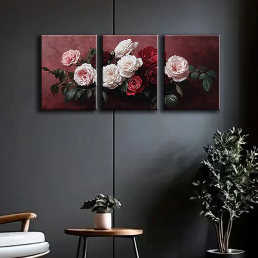 3pcs Colorful Roses Design Metal Print Ready to Hang Art