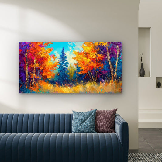 Autumn Forest Landscape Decor Wall Art Canvas Office Home Room Framed 80x45cm