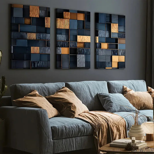 3pcs Modern Fashion Abstract Irregular Graphics Wall Art Set Canvas Framed 40x60cm - High Quality Print 100% Australian Made Wall Canvas Ready to Hang