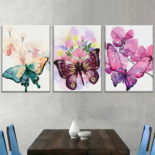 3pcs Modern Fashion Butterfly Animal Abstract Art Landscape Wall Art Set Canvas Framed 40x60cm - High Quality Print 100% Australian Made Wall Canvas Ready to Hang