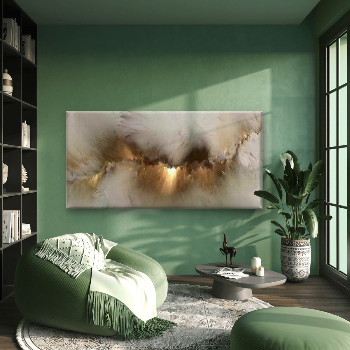 Abstract Golden Feather Wall Art Canvas Office Home Room Framed 80x45cm