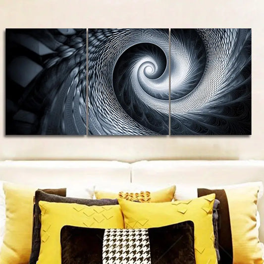 3pcs Optical Illusion Black and White Design Metal Print Ready to Hang Art