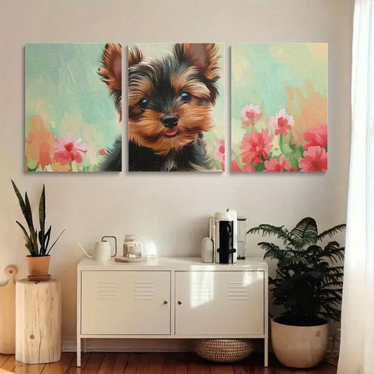 3pcs Watercolor Cute Dog animals Stunning Metal Print Ready to Hang Art