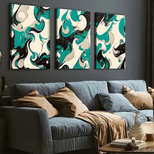 3pcs Modern Style Fashion Abstract Light Luxury Art Colorful Wall Art Set Canvas Framed 60x90cm - High Quality Print 100% Australian Made Wall Canvas Ready to Hang