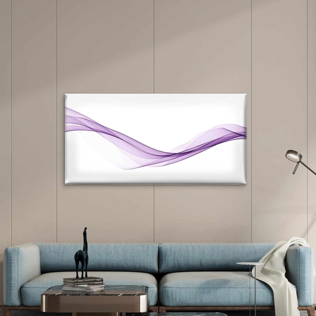 Dynamic Purple Wave Wall Art Canvas Office Home Room Framed 80x45cm