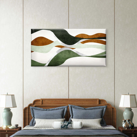 Abstract Green Wavy Curves Wall Art Canvas Office Home Room Framed 80x45cm