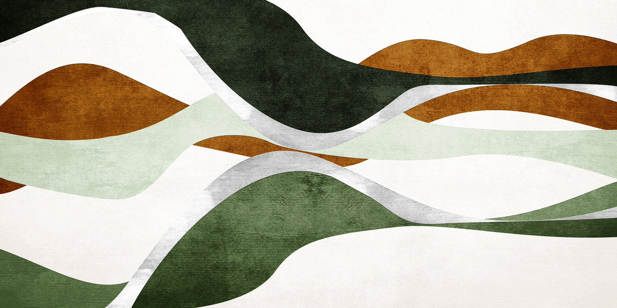 Abstract Green Wavy Curves Wall Art Canvas Office Home Room Framed 120x60cm