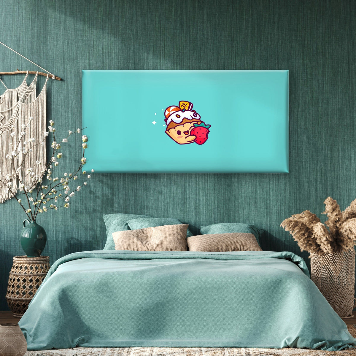Cute Dessert Frosted Cupcake Wall Art Canvas Office Home Room Framed 80x45cm