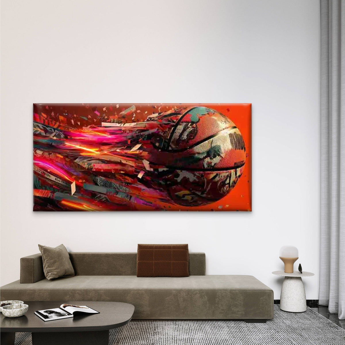 Abstract Basketball Explosion Wall Art Canvas Office Home Room Framed 120x60cm