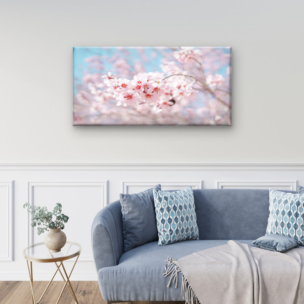 Spring Floral Tree Branch Wall Art Canvas Office Home Room Framed 80x45cm