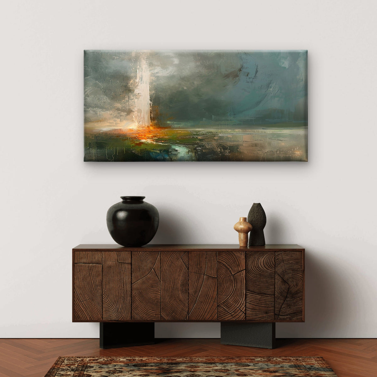 Abstract Geyser Eruption paint Wall Art Canvas Office Home Room Framed 120x60cm