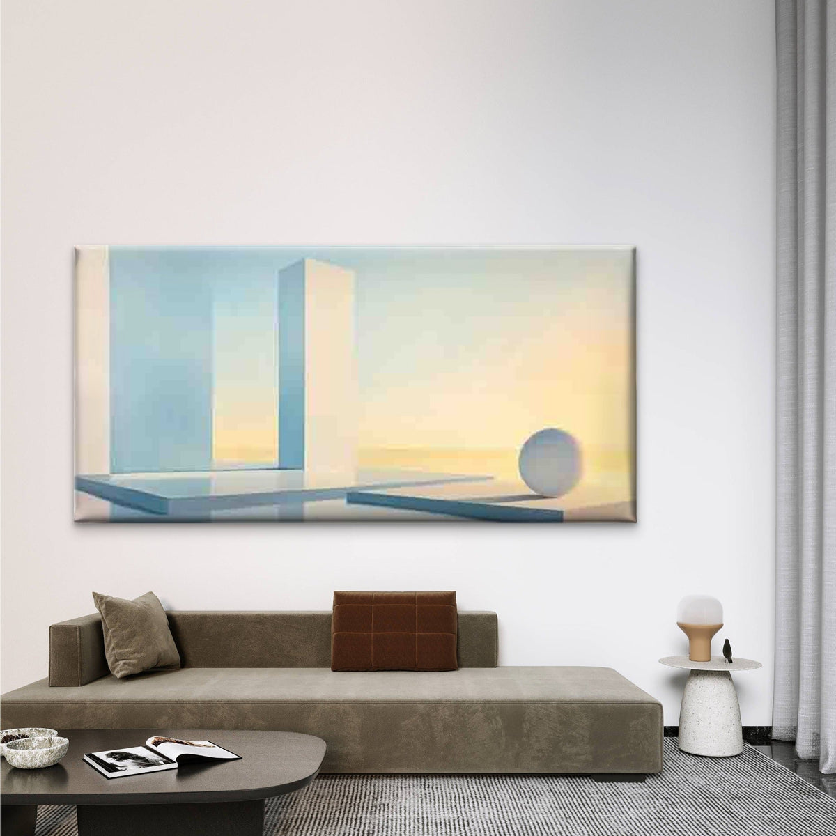 Geometric Shapes With Landscape Wall Art Canvas Office Home Room Framed 80x45cm
