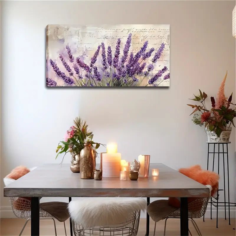 A Bunch Of Blooming Purple Lavender Wall Art Canvas Office Home Room Framed 120x60cm