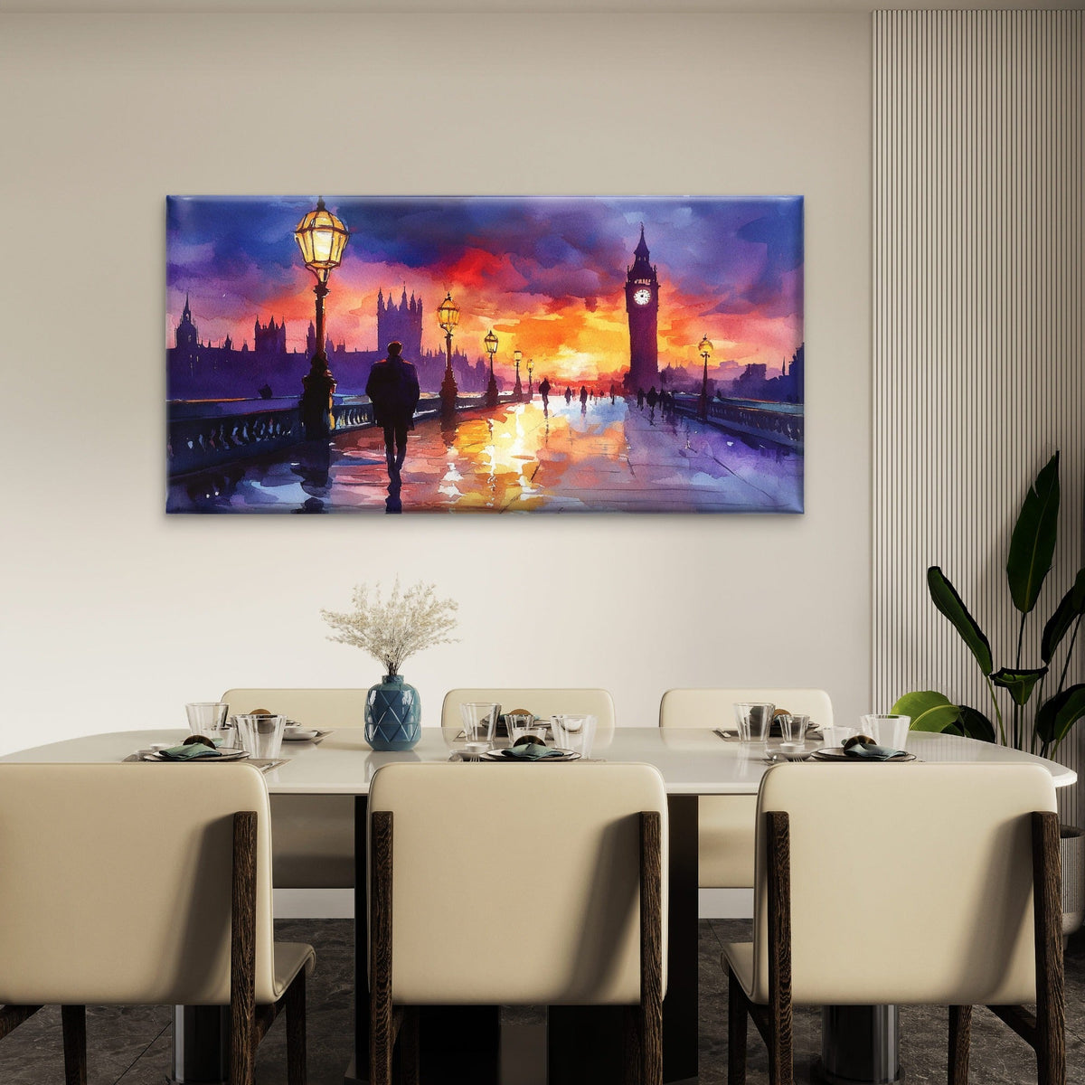 Walking Alone In London Wall Art Canvas Office Home Room Framed 120x60cm