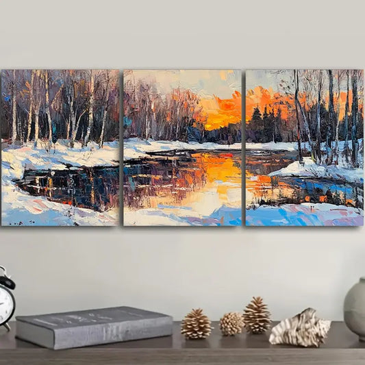 3pcs Winter Forest Metal Print Ready to Hang Art