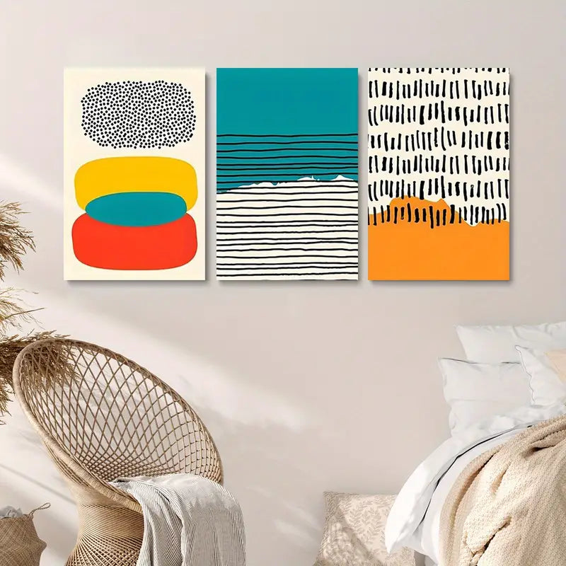 3pcs Modern Art, Simple Colorful Abstract Combination Metal Print Ready to Hang Art
