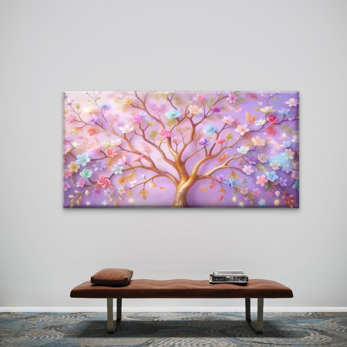 Whimsical Candy Flower Tree Wall Art Canvas Office Home Room Framed 80x45cm