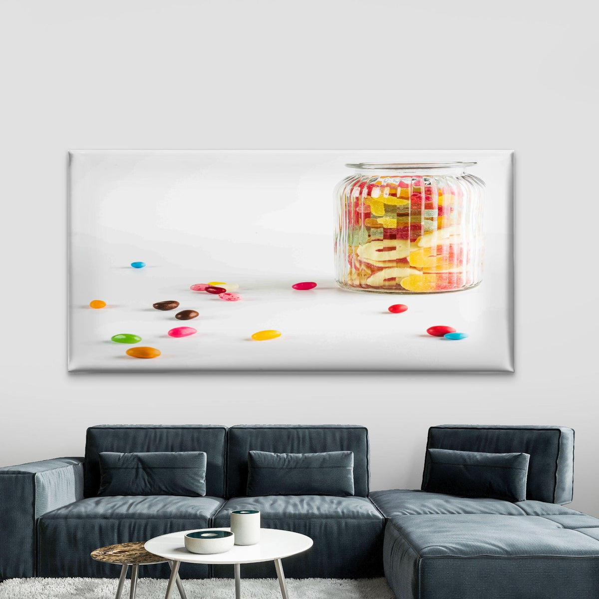 Vintage Glass Jar With Candies Wall Art Canvas Office Home Room Framed 80x45cm