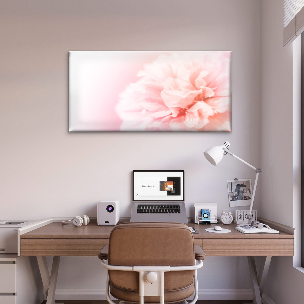 Abstract Pink Peony Flower Wall Art Canvas Office Home Room Framed 120x60cm