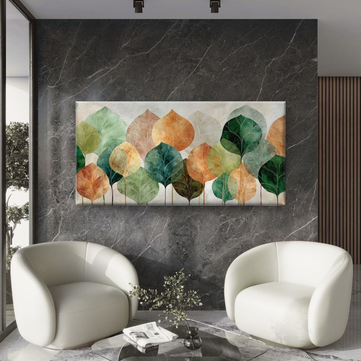 Featuring Autumn Leaves Wall Art Canvas Office Home Room Framed 80x45cm