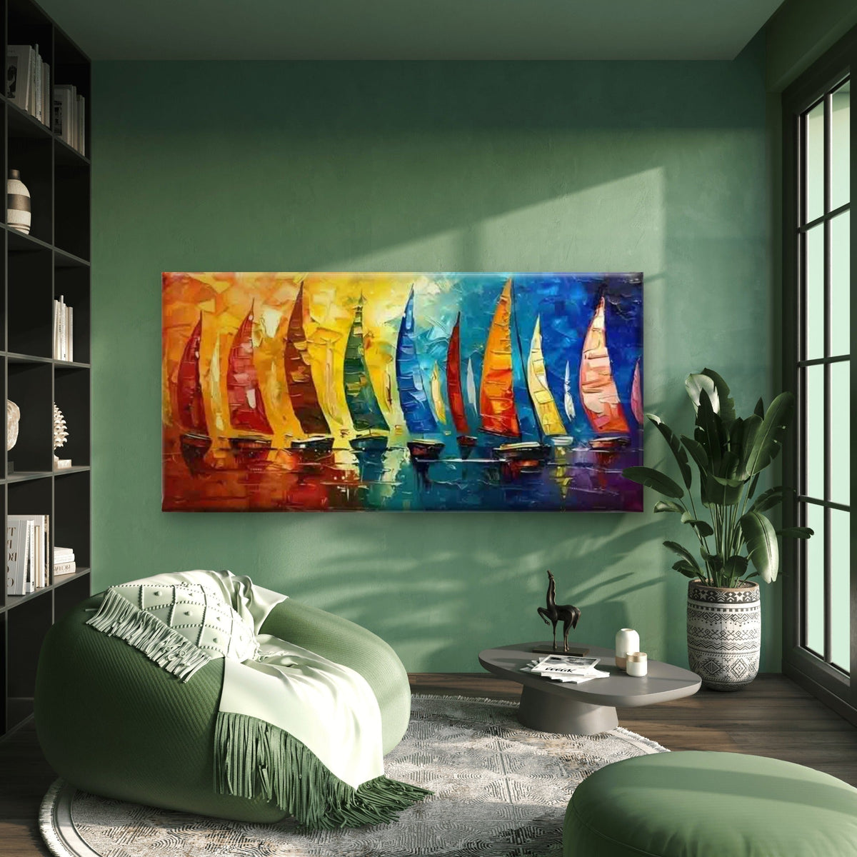 Colorful Sailboats On Water Wall Art Canvas Office Home Room Framed 120x60cm