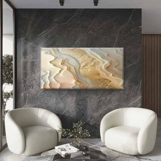 Modern Beige Abstract Dunes Wall Art Canvas Office Home Room Framed 80x45cm