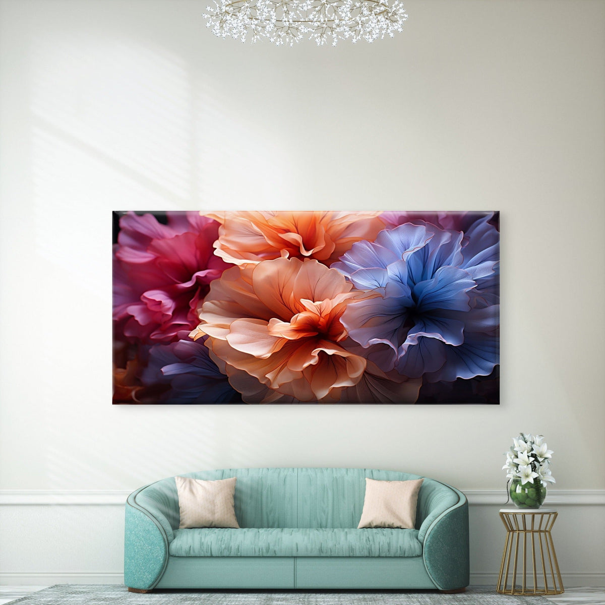 Vibrant Abstract Flower Petals Wall Art Canvas Office Home Room Framed 80x45cm
