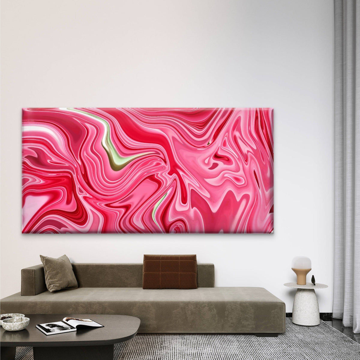 Abstract Swirls ,Pink and Gold Wall Art Canvas Office Home Room Framed 120x60cm