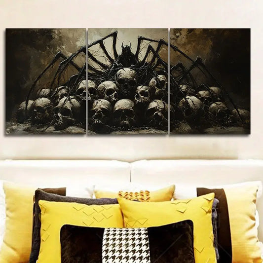3pcs Spider and Bone Design Metal Print Ready to Hang Art
