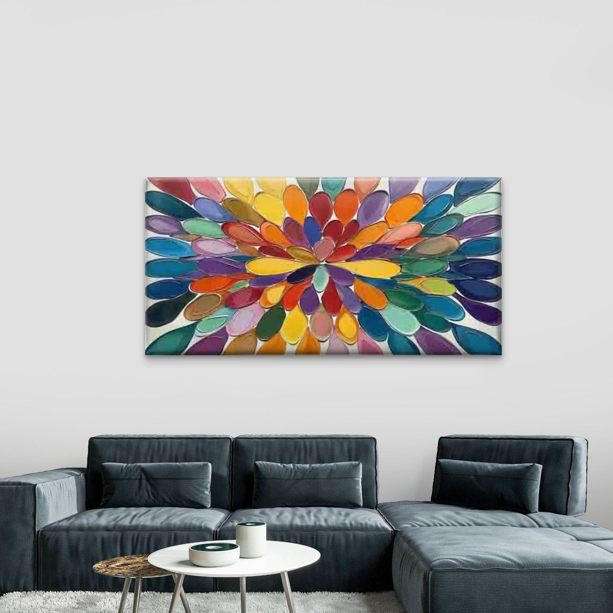 Featuring Abstract Color Splash Wall Art Canvas Office Home Room Framed 80x45cm