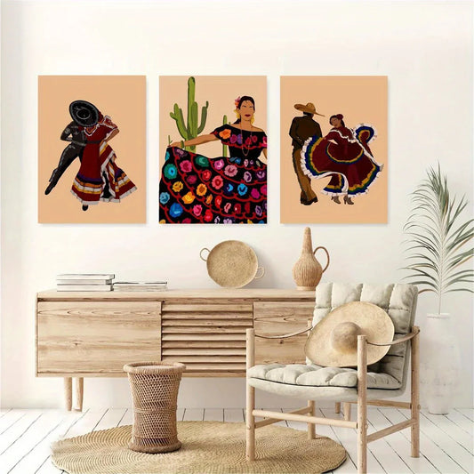 3pcs Couple Dancing and Kissing, Woman Metal Print Ready to Hang Art